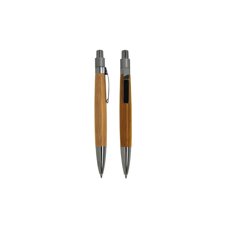 Bolígrafo de bambú con clip metálico BAMBÚ - (F-BMP-001)