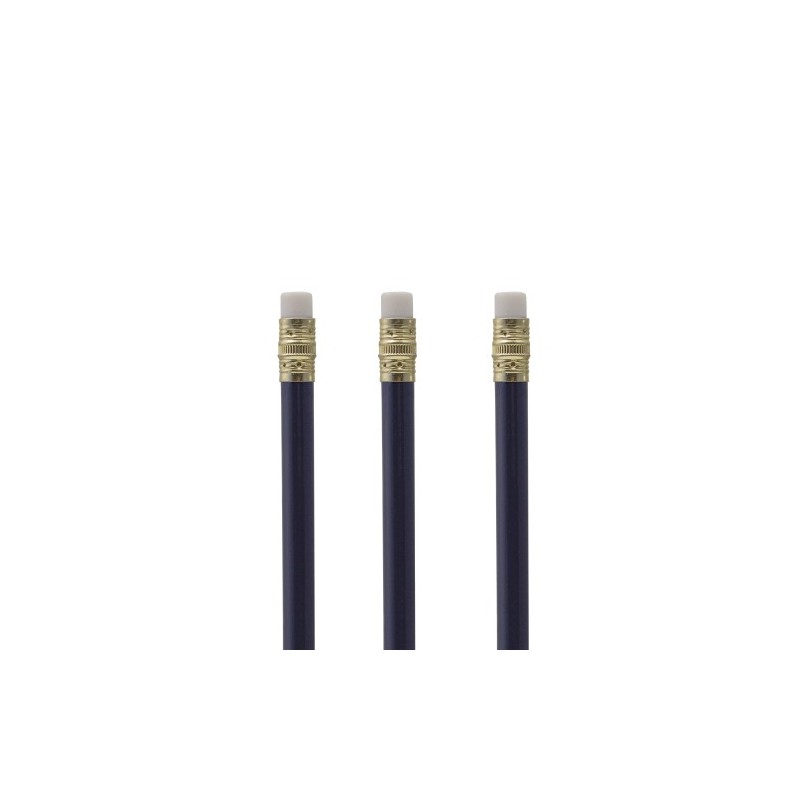 Lápiz de madera en color azul, con borrador, grafito negro y casquillo metálico (S-LAP002) - Artículos Promocionales
