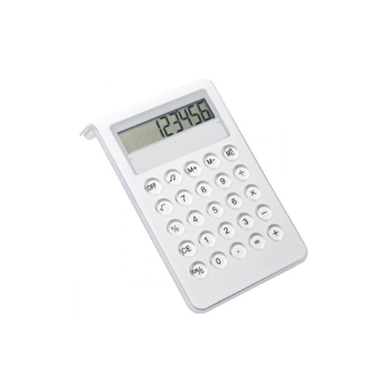 Calculadora para escritorio con sonido,respaldo y cara frontal en color blanco (S-CAL008)
