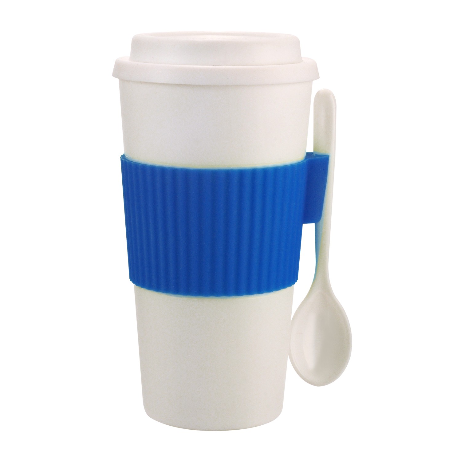 Vaso de plástico para café con tapa y cintillo de silicón - Tiara Express